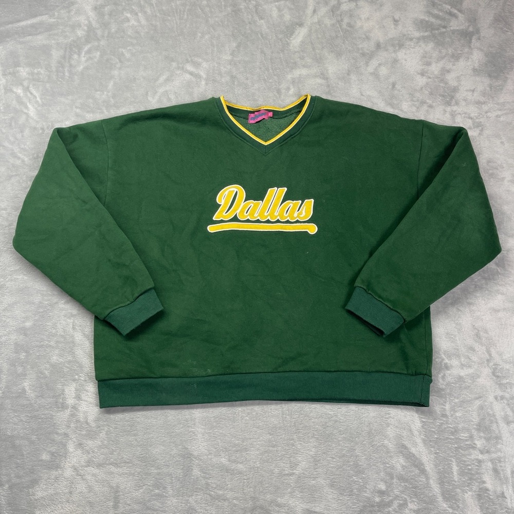Edikted Dallas‎ Sweatshirt Mens M Green Fleece Lined Embroidered Logo Pullover